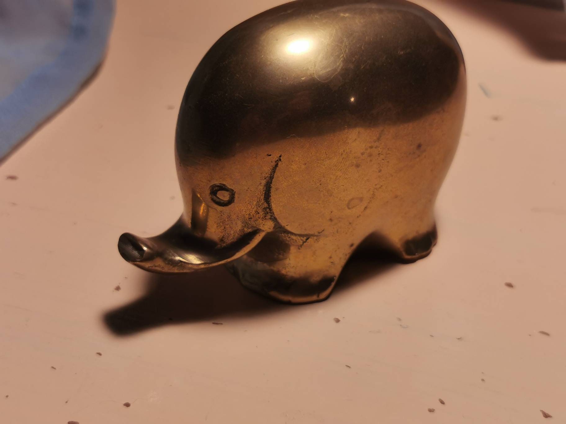 Vintage, cute, solid brass, brass, elephant, figurine, lucky talisman, lucky omen, lucky charm, kawaii, lovely elephant