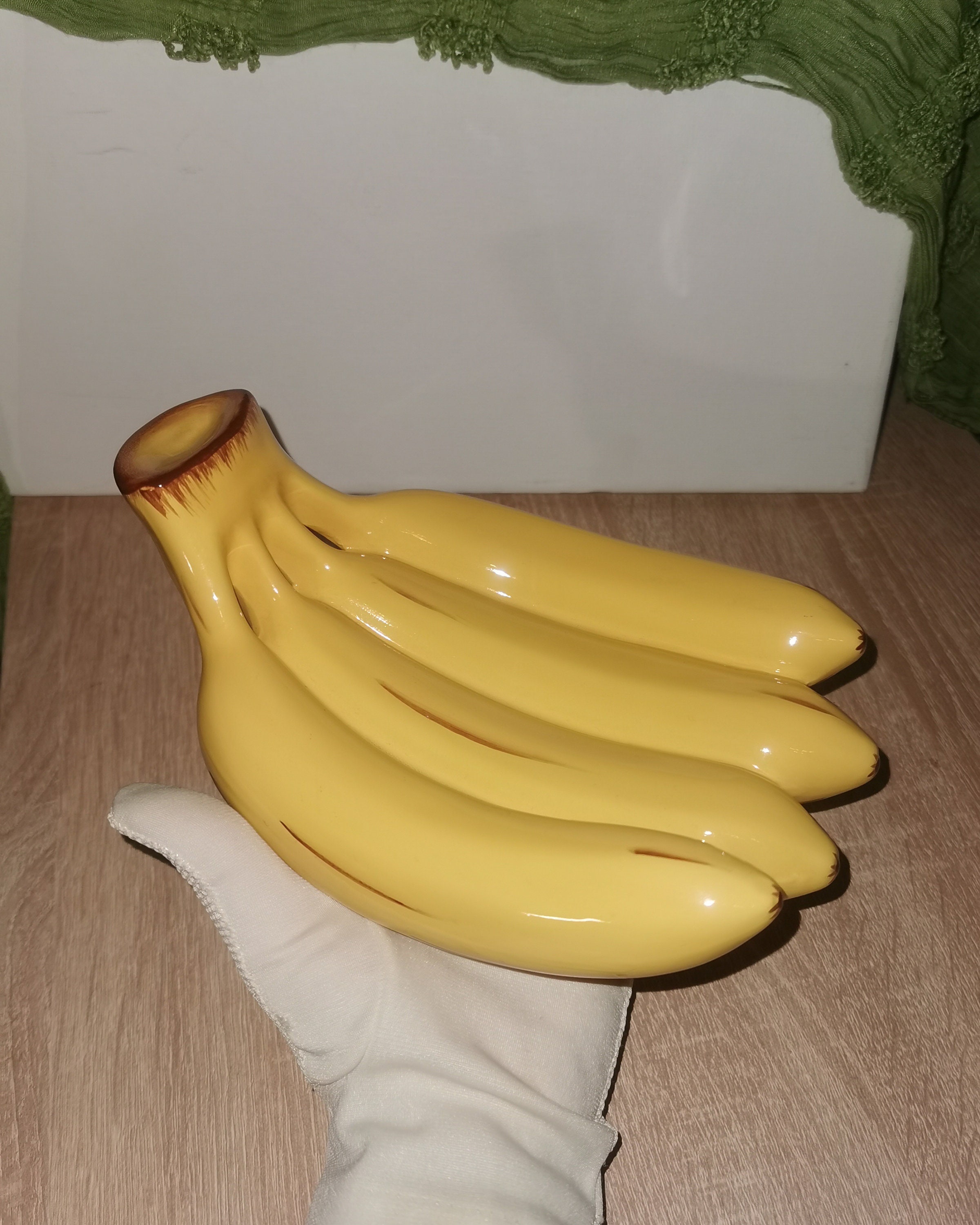 Banana Shape Beads Ceramic and plastic with peel Vintage collector