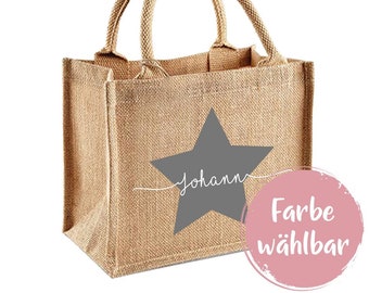 Jute bag with star and name - personalized gift