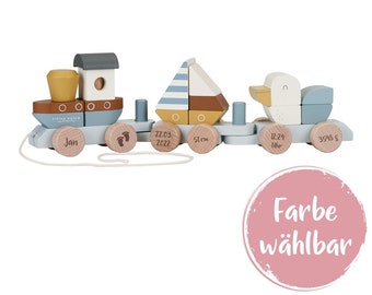 Little Dutch Wooden Train Sailors Bay LD7068 - For Birth "Printed / Lasered"