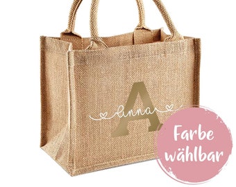 Jute bag with letter and name - personalized gift