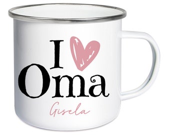 Enamel mug personalized for grandma and grandpa