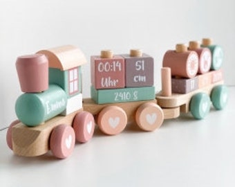 Personalisierter Holzzug rosa Holzeisenbahn von Little Dutch | by Schmatzepuffer online kaufen