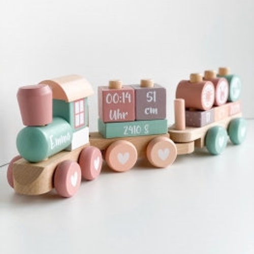 Personalized Wooden Train Pink Wooden Railway From Little
