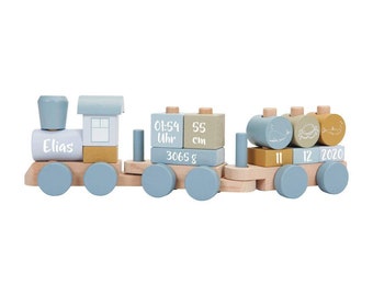 Wooden Train Ocean Blue | Little Dutch - Printed for birth