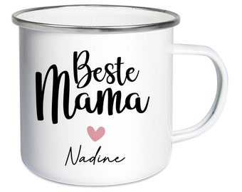 Enamel cup personalized for moms and dads