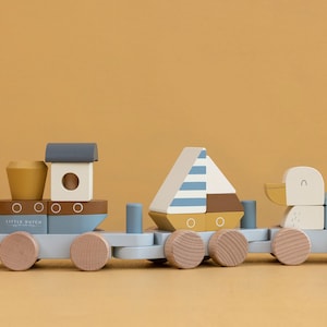 Little Dutch Wooden Train Sailors Bay LD7068 For Birth Printed / Lasered image 4