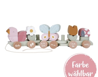 Little Dutch Wooden Train Flowers & Butterflies LD7067 - For Birth - "Printed / Lasered