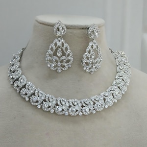 Silver Necklace Set/gold Bollywood Necklace Set/Bridesmaid necklace Wedding Jewellry set/Women Necklace virat Set/Gift for her