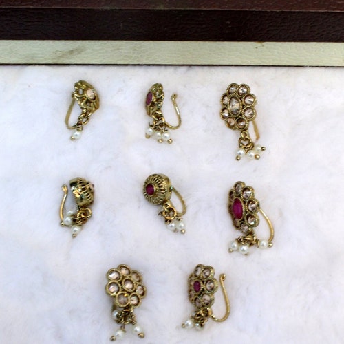 Indian Jewelry Nose Pin Clip on Clasp Wedding Nathini/non Etsy
