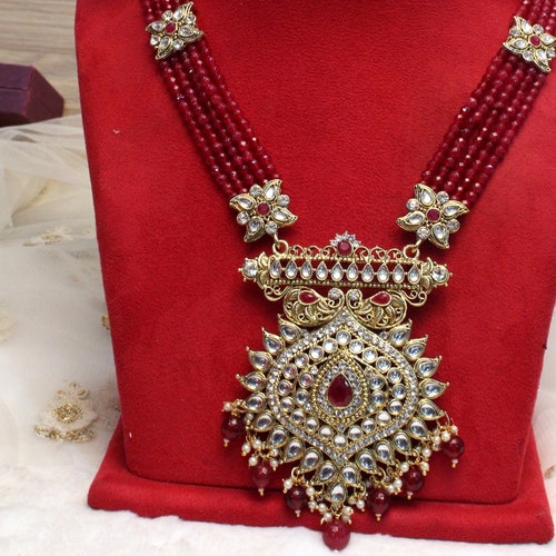 Rani Haar Kundan Long Necklace Set/gold 