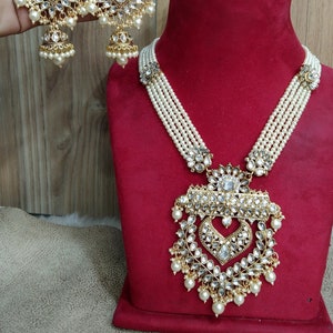 Rani Haar Kundan lange Halskette Set / Gold indische Halskette Set / indische Kundan Schmuck / muslimische lange Halskette Set
