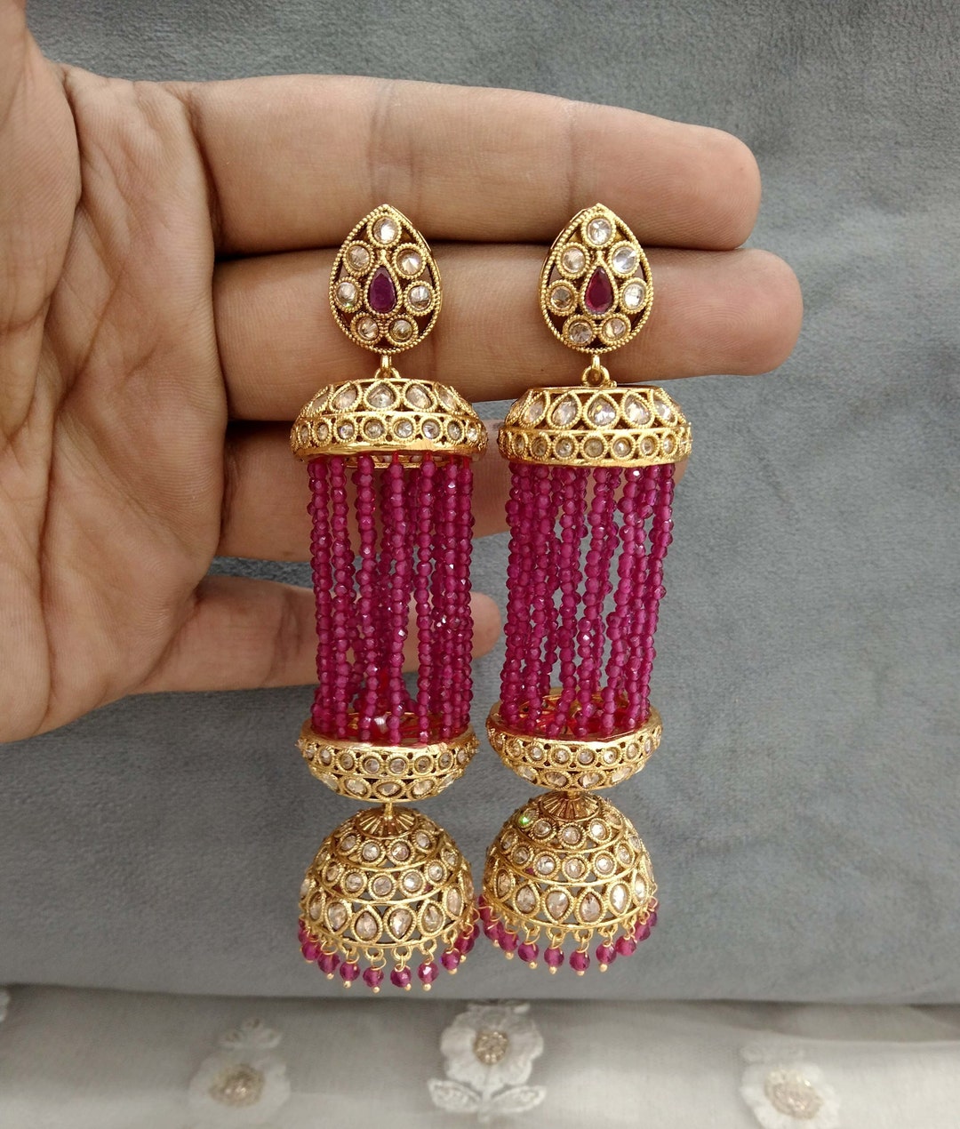 Buy Indian Style Beaded Dangle Drop Fashionable Earrings Traditional...