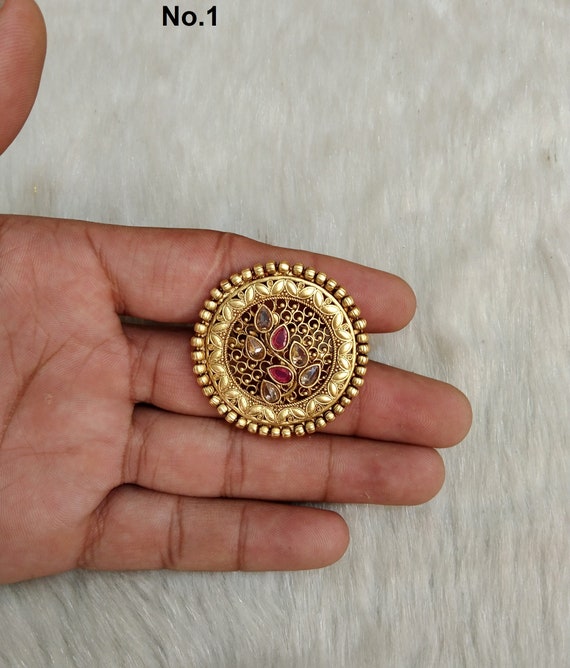 Multicolor CZ gold plated flowery designer fashion adjustable finger r – Indian  Designs