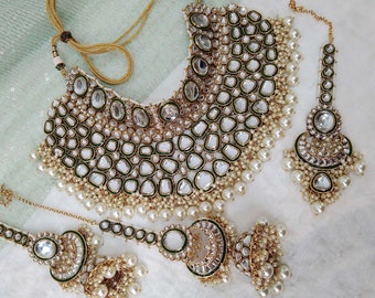 Conjunto de gargantilla Kundan, joyería nupcial india