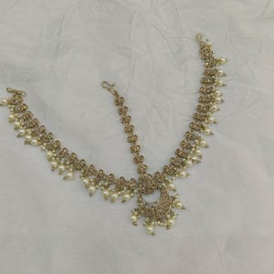 Bandeau maatha Patti en or antique : chaîne de cheveux indienne Tikka image 15