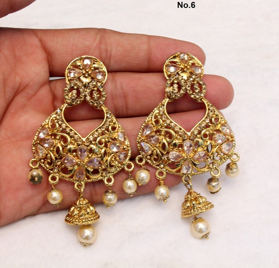 Yellow Color Punjabi Tikka Earrings for Wedding | FashionCrab.com