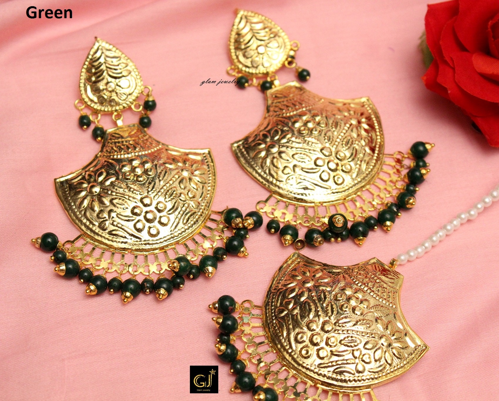 Hand Made Gold Plated Punjabi Traditional Jewellery Earrings Tops J0220 -  muteyaar.com