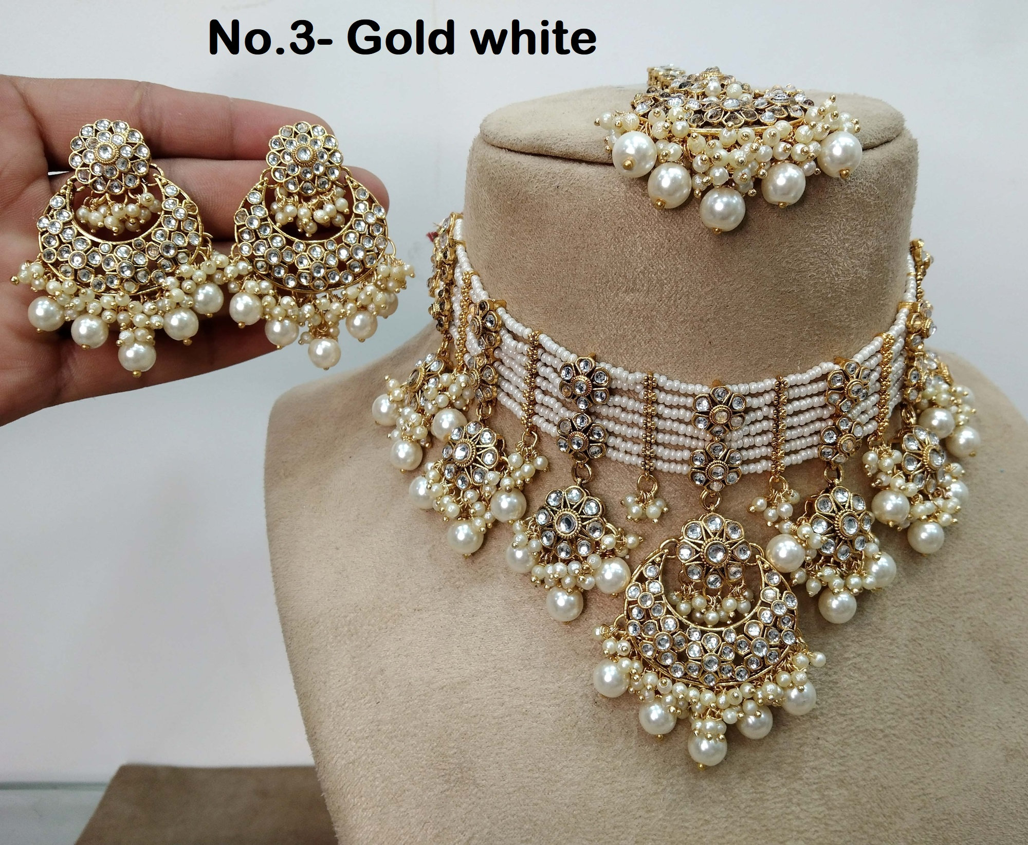 Kundan Choker Necklace Earrings Set, Indian Jewelry Diplo Set - Etsy  Singapore, image size:2000x1644