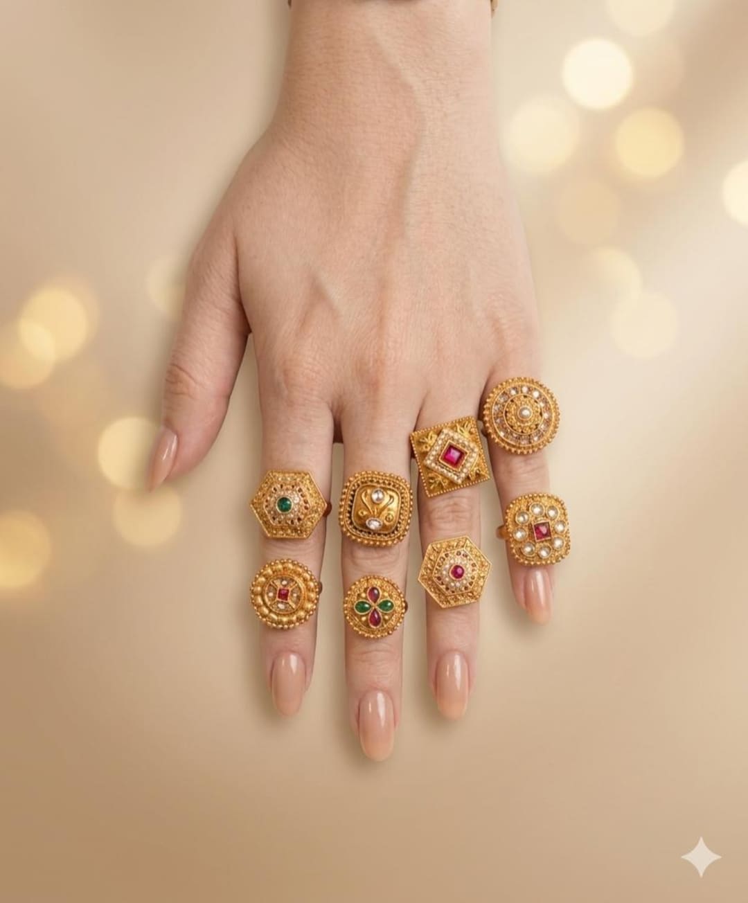 IndianJewelry ＊RINGのみ Adjustable Gold Plated Indian Ring, Bridal Hand Accessory - Etsy