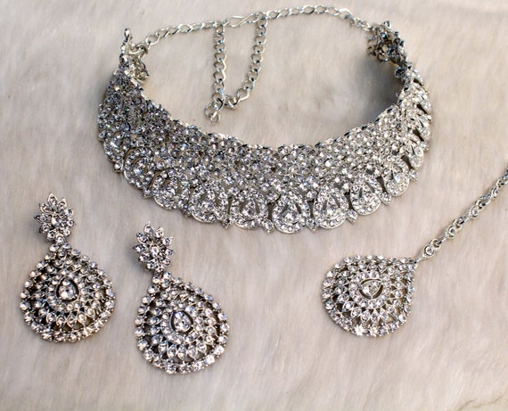 Buy Teejh Mitra Silver Oxidised Choker Necklace For Women Online