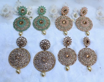Chandbali-oorbellenset met goudafwerking, Indiase Bollywood-sieraden