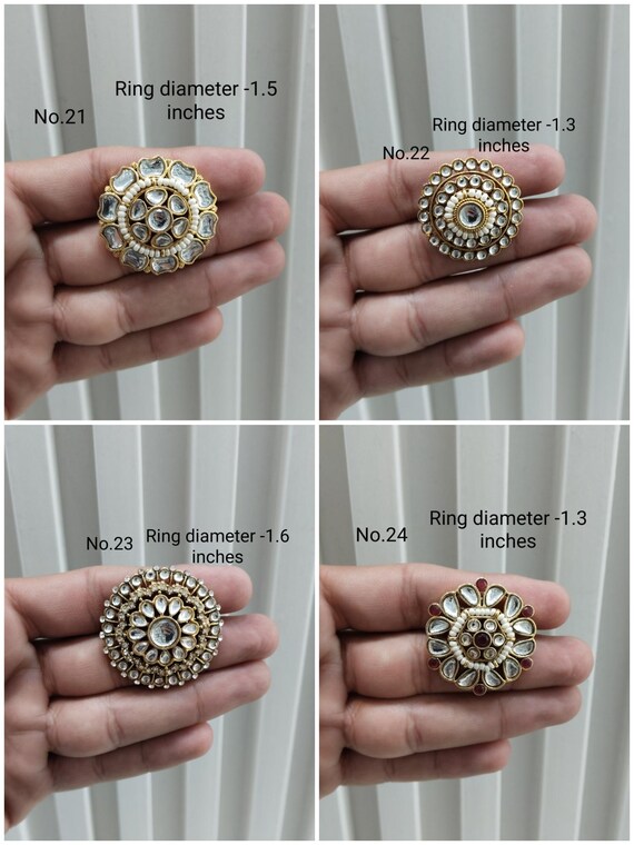 IndianJewelry ＊RINGのみ Adjustable Gold Plated Indian Ring, Big Round Bridal Jewelry - Etsy