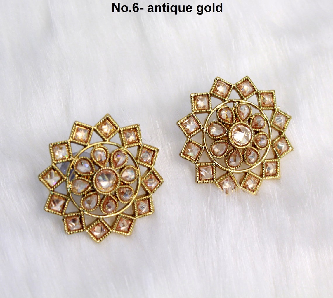 Stud Earrings Indian Jewelry/Indian Stud Earrings/Gold Silver Etsy