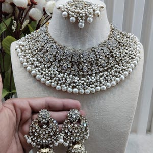 Necklace Set Indian Jewelry Jewellery Bridal dark Gold Necklace Earrings Tikka Tika Set/Bollywood Necklace Set/Indian rcb necklace Set