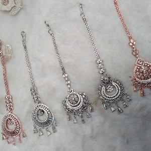 Tikka Tika Jewelry Indian Headpiece Jewelry/Silver CZ HeadPiece tikka Hair/American diamond Maang Tikka Jewellery/Wedding tikka