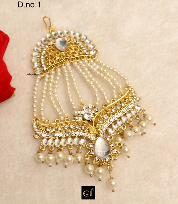 Antique Passa Jhoomer Pakistani jewelry Punjabi Jewelry Pakistani wedding jewelry Side Tikka Indian Hair jewelry Polki Passa