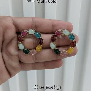 Stud Earrings Indian Jewelry/Indian Stud Earrings/Gold kundan stud earrings/Indian Tops Earrings Jewellery/Bollywood stud Shota earrings