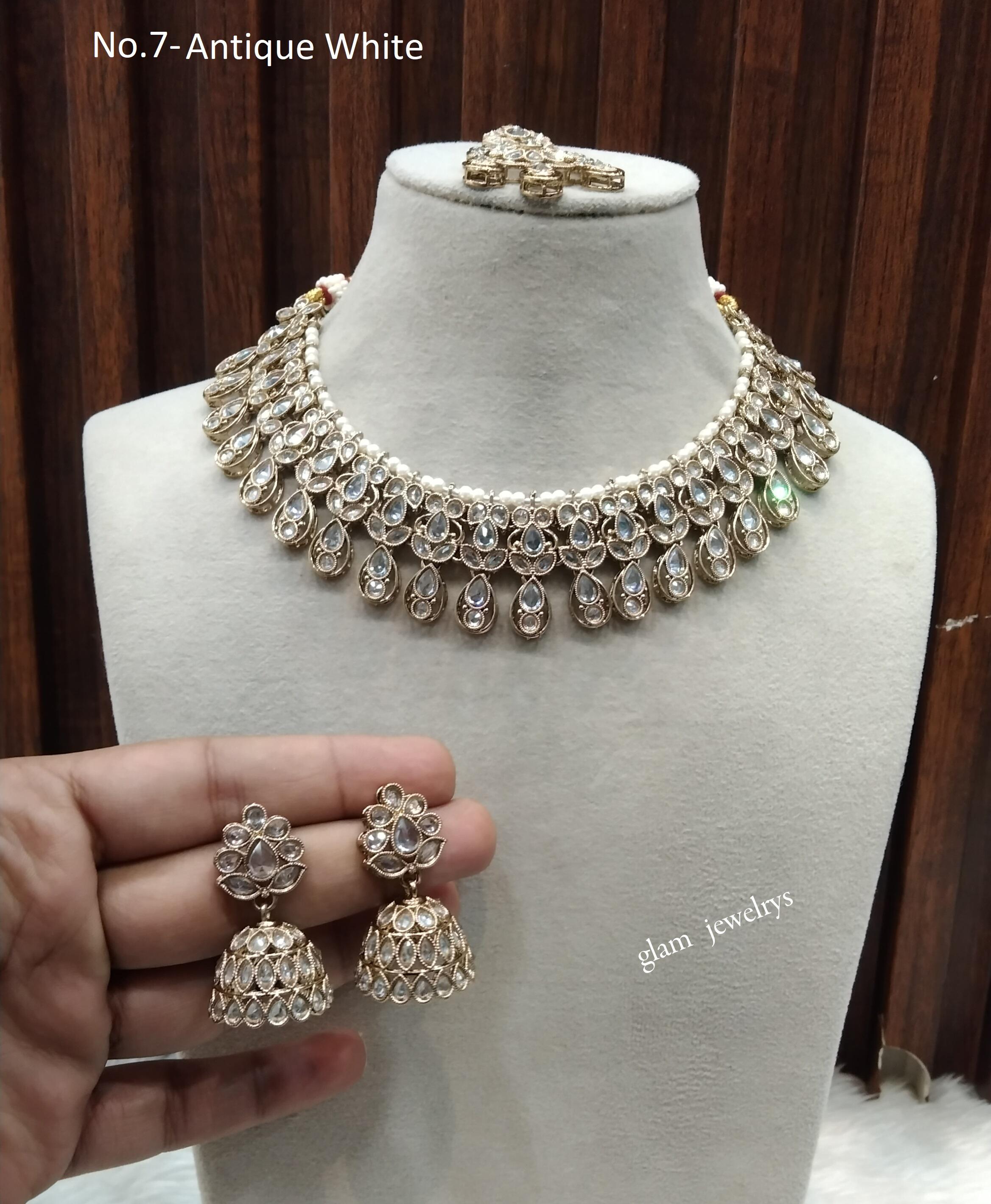 Antique Gold Plated Indian Necklace Tikka Earring Set Melbourne