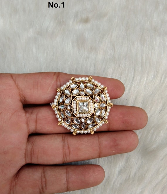 Adjustable Gold Plated Round Indian Ring, Bridal Wedding Accessory