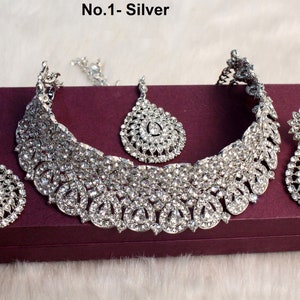 Silver Choker /Silver Choker Necklace Set/ Bollywood Necklace Set/Indian choker necklace set/Silver Jewellry/Women Necklace