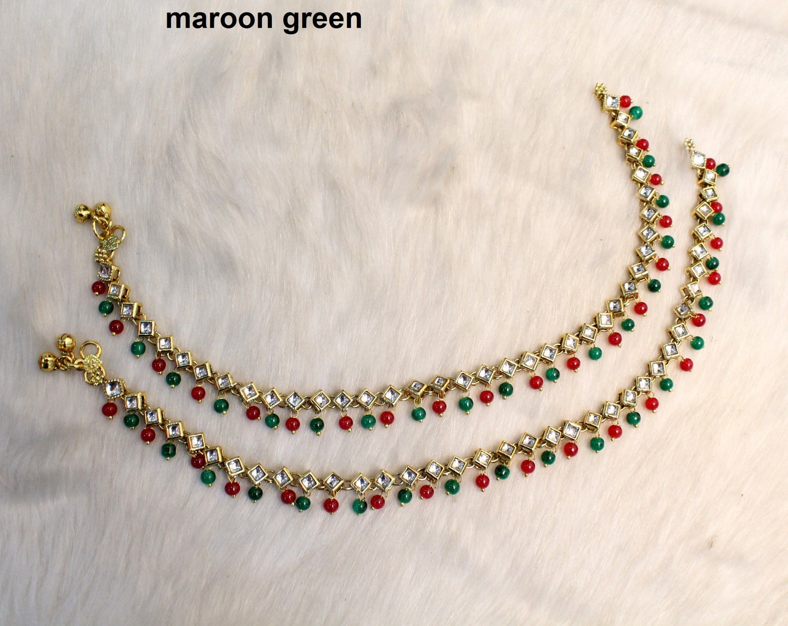 Anklets Foot Bracelet Payal Jhanjar Kundan Jewelry Etsy