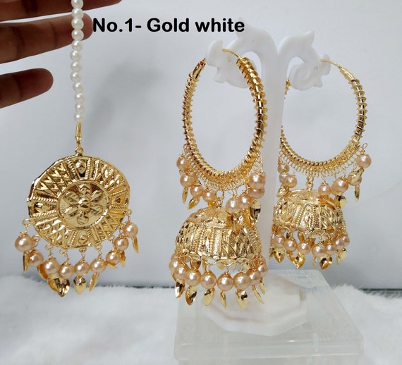Gehnoor Kundan & Pearl Gold Pipal Patti Chandbali Earrings For Women :  Amazon.in: Fashion