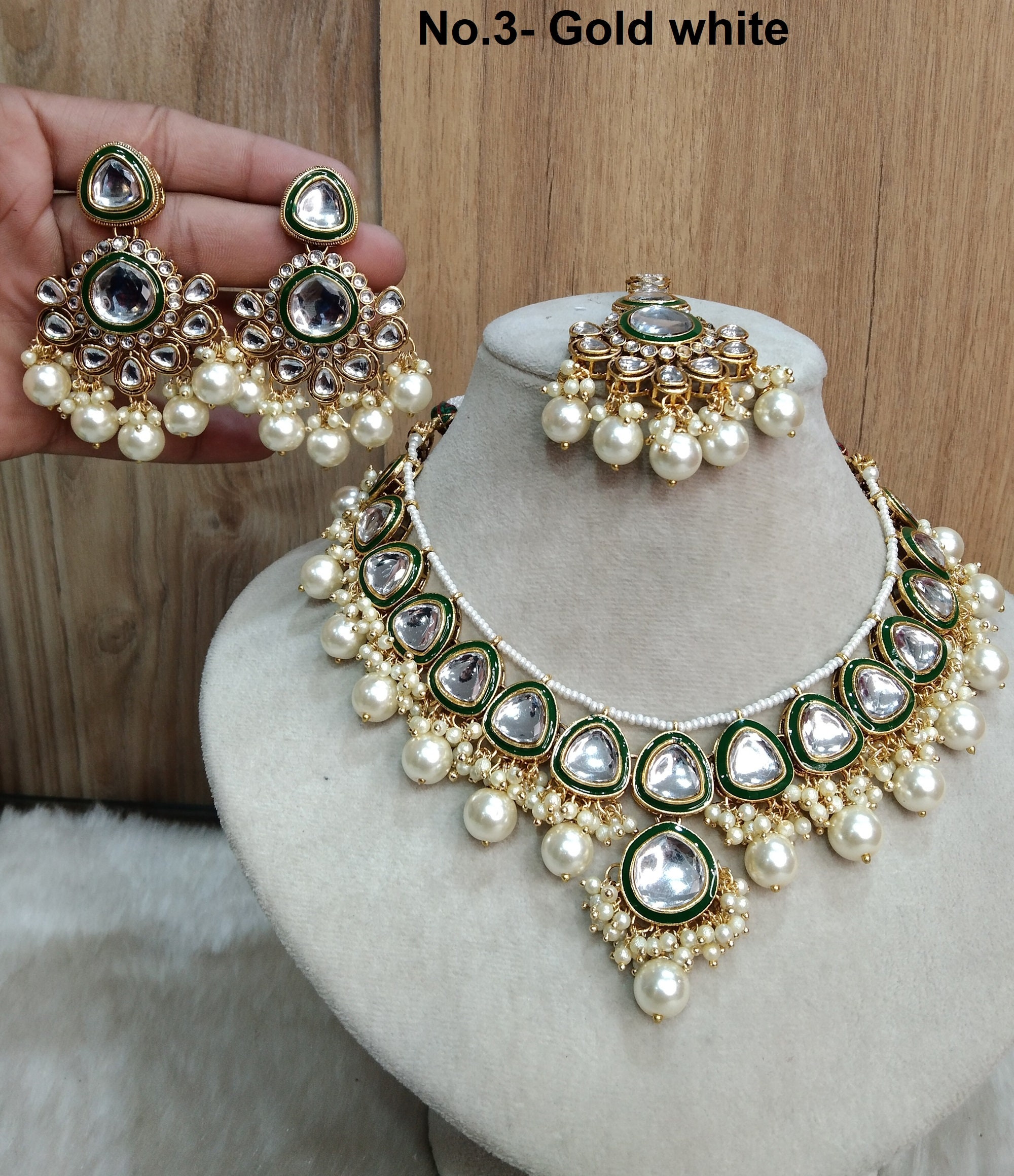 Buy Saraf RS Jewellery Gold Plated Red And Green Ad Studded Maang Tikka