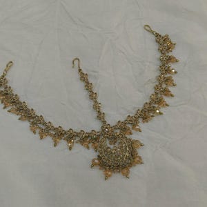 Bandeau maatha Patti en or antique : chaîne de cheveux indienne Tikka image 6
