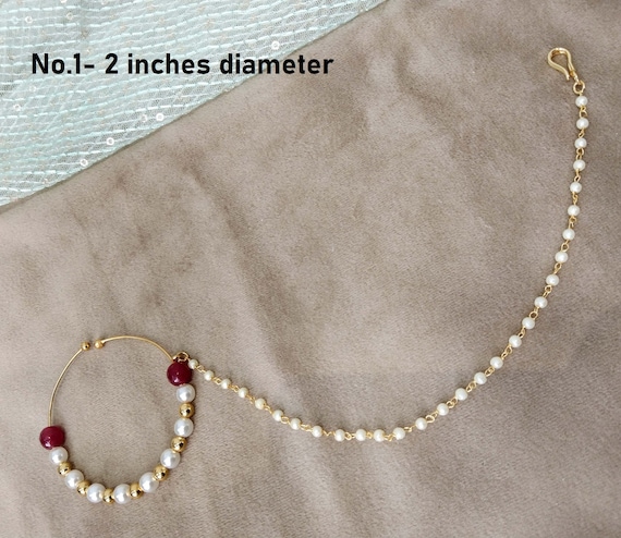 Indian Nose Ring Nath Bridal Nath Wedding Nathini non Pierced Gold
