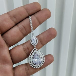 Diamond Tika Tikka Jewelry Indian Headpiece Jewelry/Silver, rose gold, CZ HeadPiece tikka tika Hair / American diamond Maang Tikka Jewellery