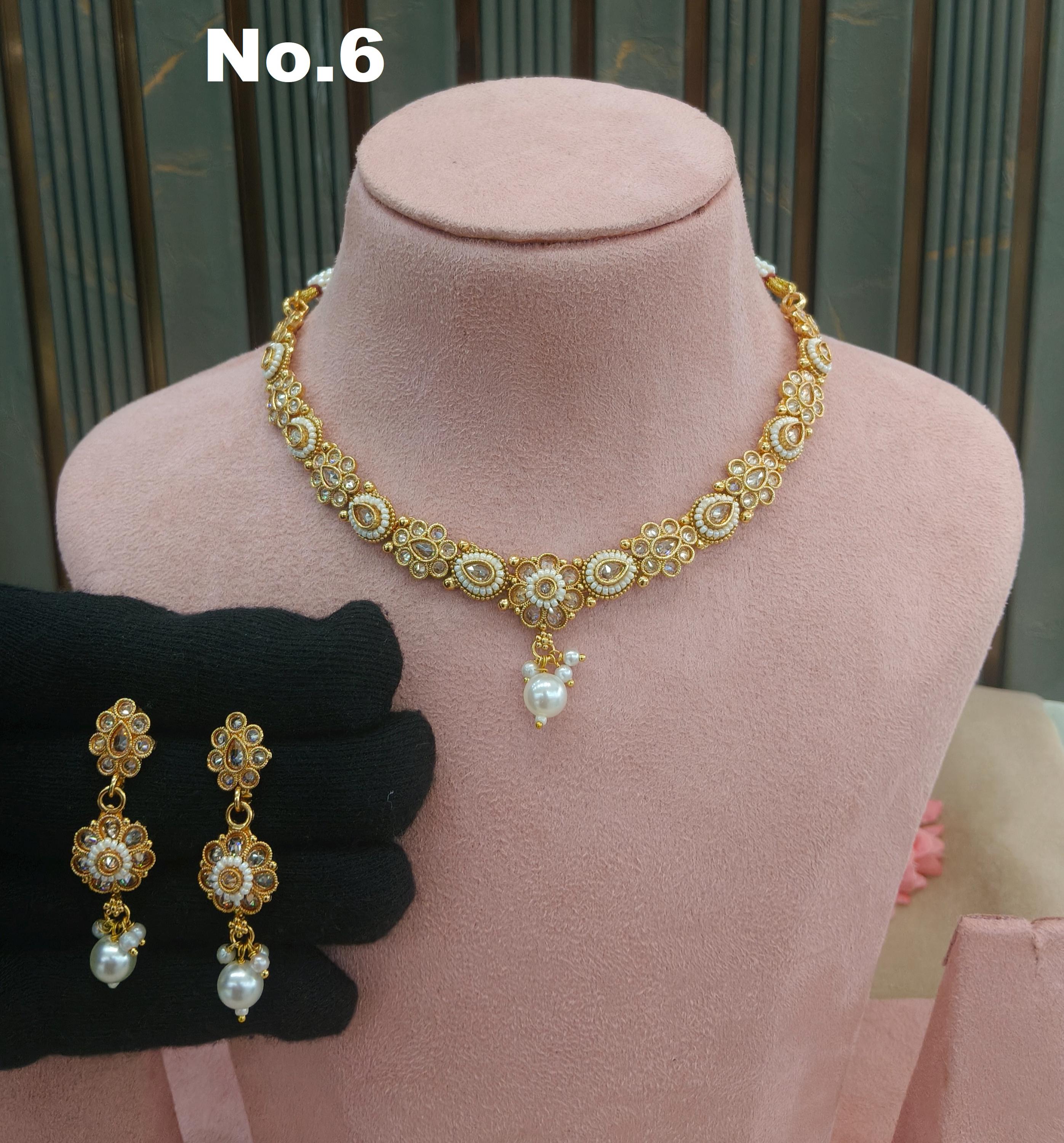 Gold Plated Indian Necklace Set – Crystal Tikka Jewelry Brazil