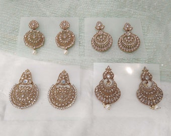 Indiase sieraden/Indiase oorbellen set/donker gouden chand balli oorbellen set sieraden/bruiloft bruids/bruidsmeisje kroonluchters sieraden