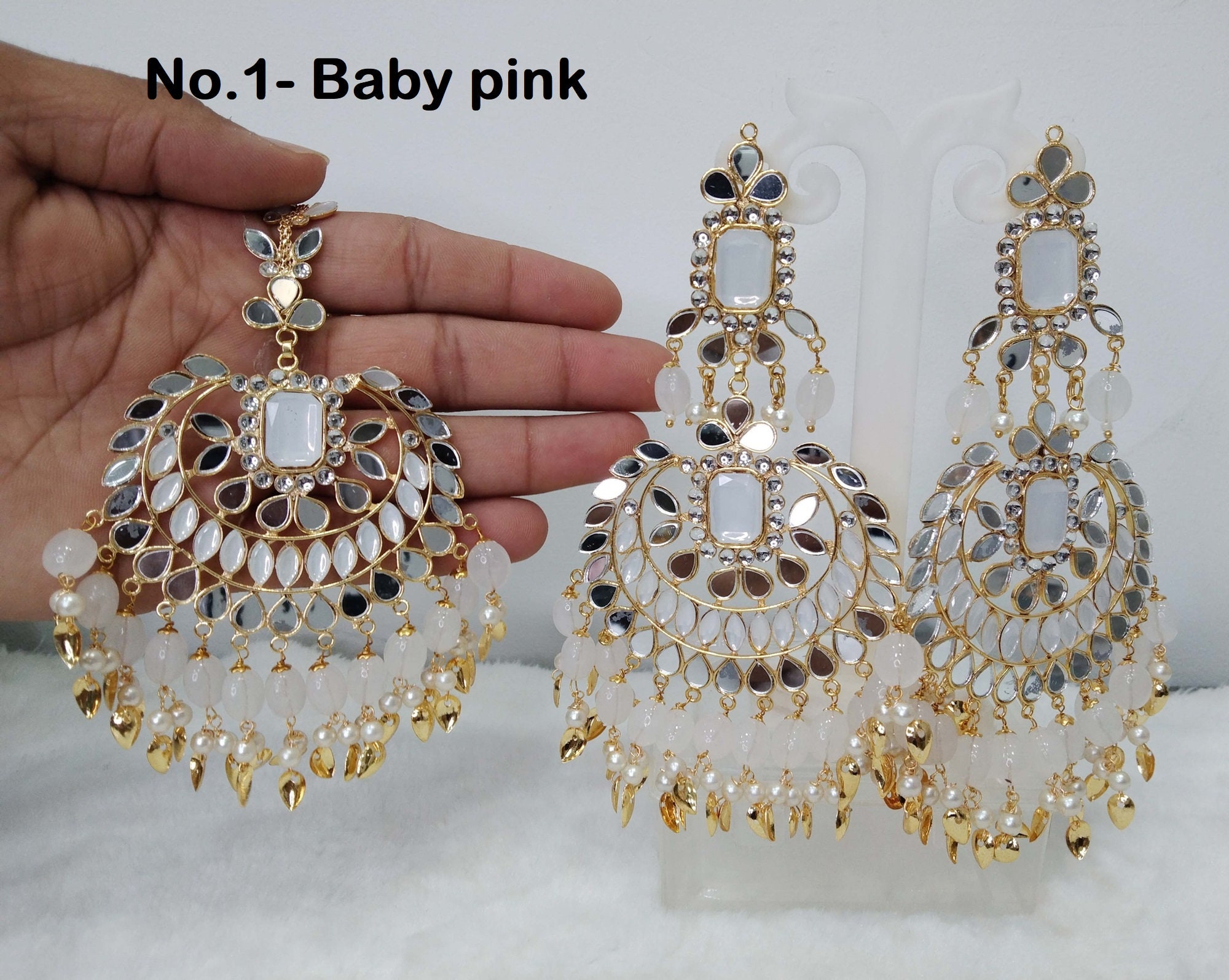 Multi Traditional Pipal Patti earrings with tikka ( Light weight ) –  Timeless desires collection