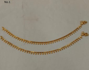 Vergulde Indiase enkelbanden, traditioneel Bollywood-betaling - 10 inch paar