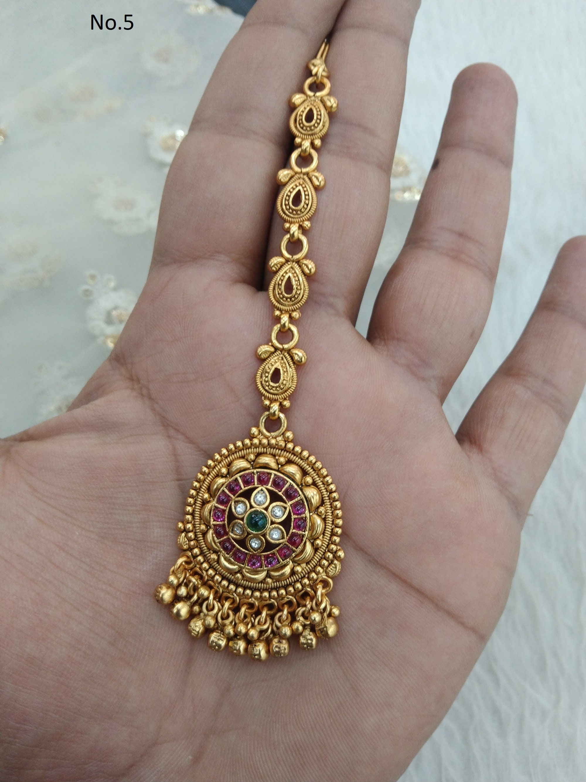 Efulgenz Indian Bridal Jewelry Set | Kundan Crystal Necklace Earring Maang Tikka Nose Ring Bracelet | Bollywood Wedding Set