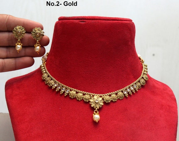 Buy Indian Polki Jewelry Jewellery Necklace Set Bollywood Style