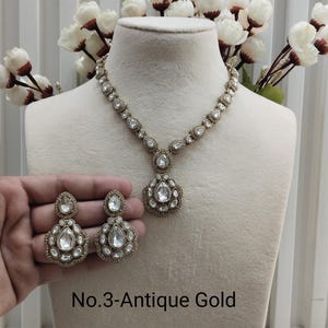 Indischer Schmuck Schmuck/Moissanite Kundan Antique gold, Multicolor Halskette Set/Bollywood Gold Indische Schmuck Halskette Bravo Set