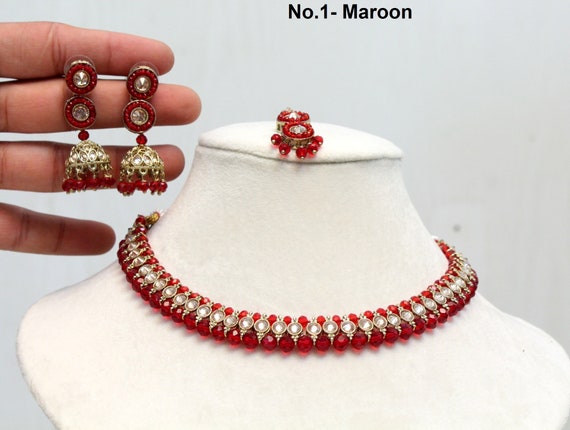 Maroon Necklace Set/ Necklace Set 