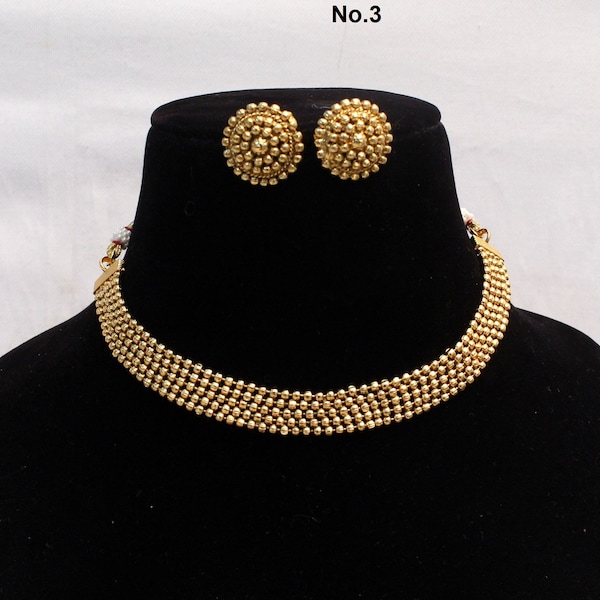 Indian Polki Jewelry Jewellery Necklace Set/ Bollywood Style Gold Finish South Indian bridal rashmi Jewelry